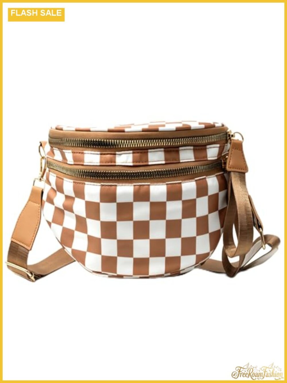 Checkered Crossbody Bag Nylon Fanny Pack Spacious Women's Handbag